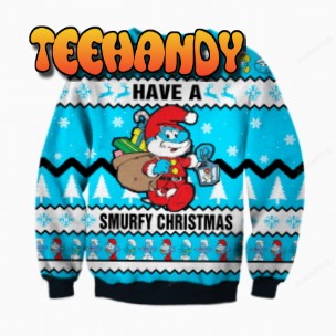 Stitch Have A Smurfy Christmas Ugly Christmas Sweater, Ugly Sweater