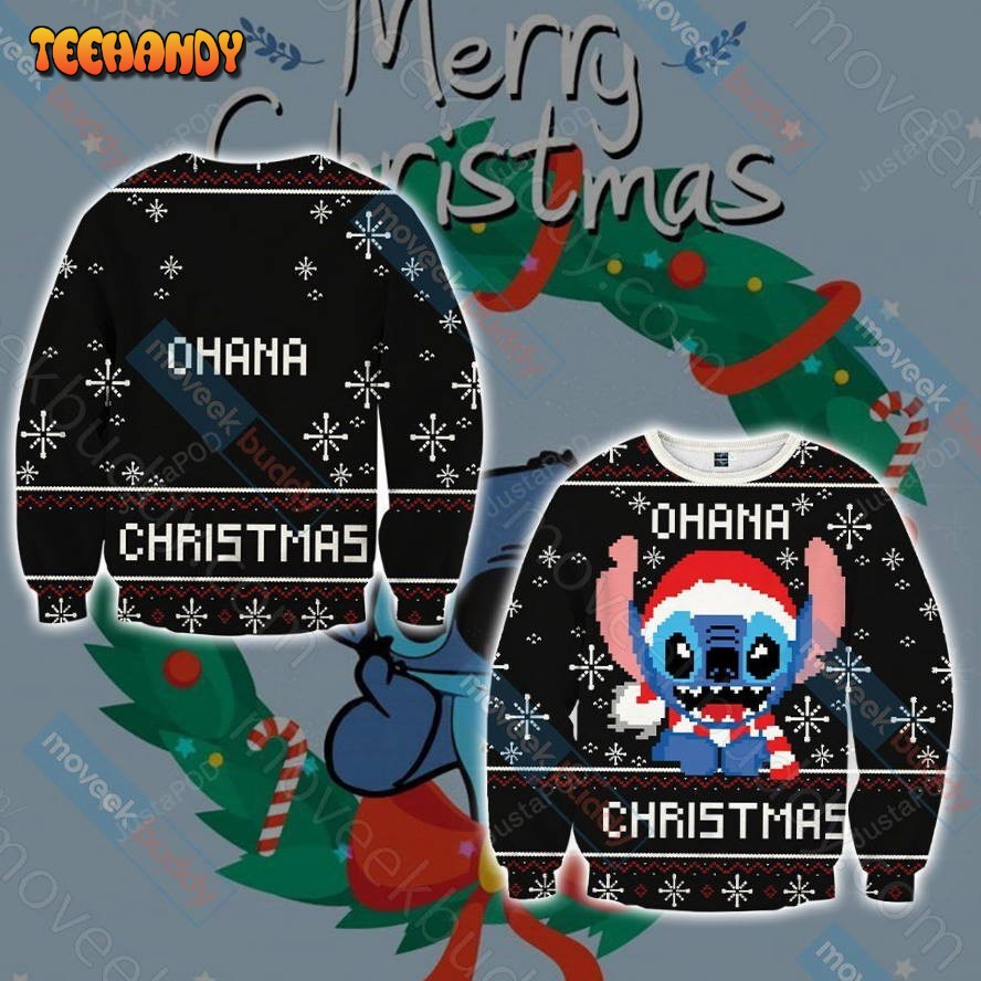 Stitch Ohana Christmas Ugly Christmas Sweater, All Over Print Sweatshirt