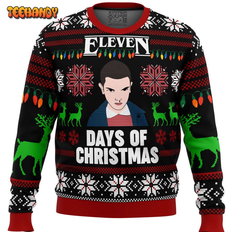 Stranger Things Eleven Days of Xmas Ugly Christmas Sweater