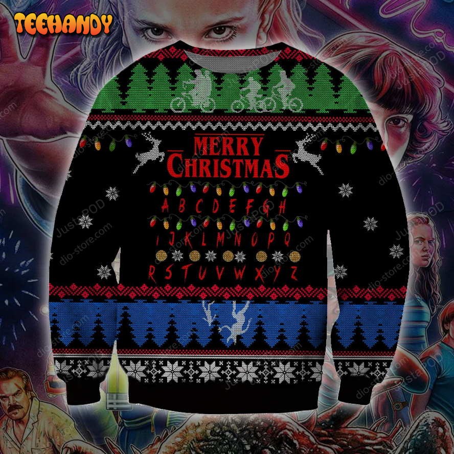 Stranger Things Knitting Pattern 3d Print Ugly Christmas Sweater, Ugly Sweater