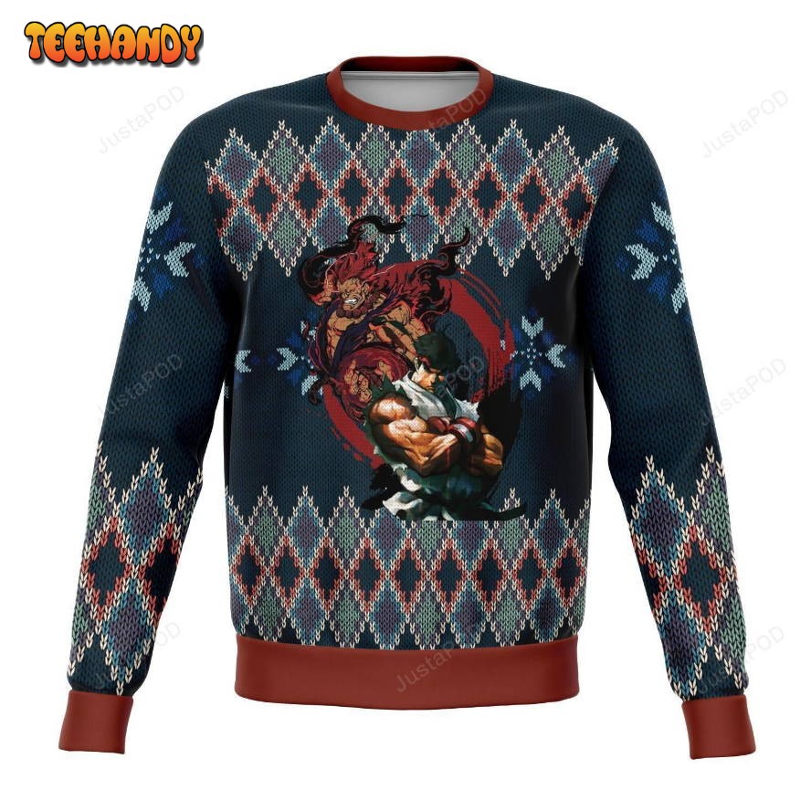 Street Fighter Ryu And Akuma Ugly Christmas Sweater, Ugly Sweater