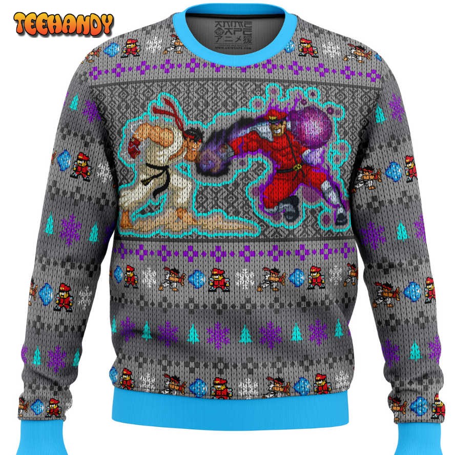 Street Fighter Ryu Vs. M. Bison Ugly Christmas Sweater