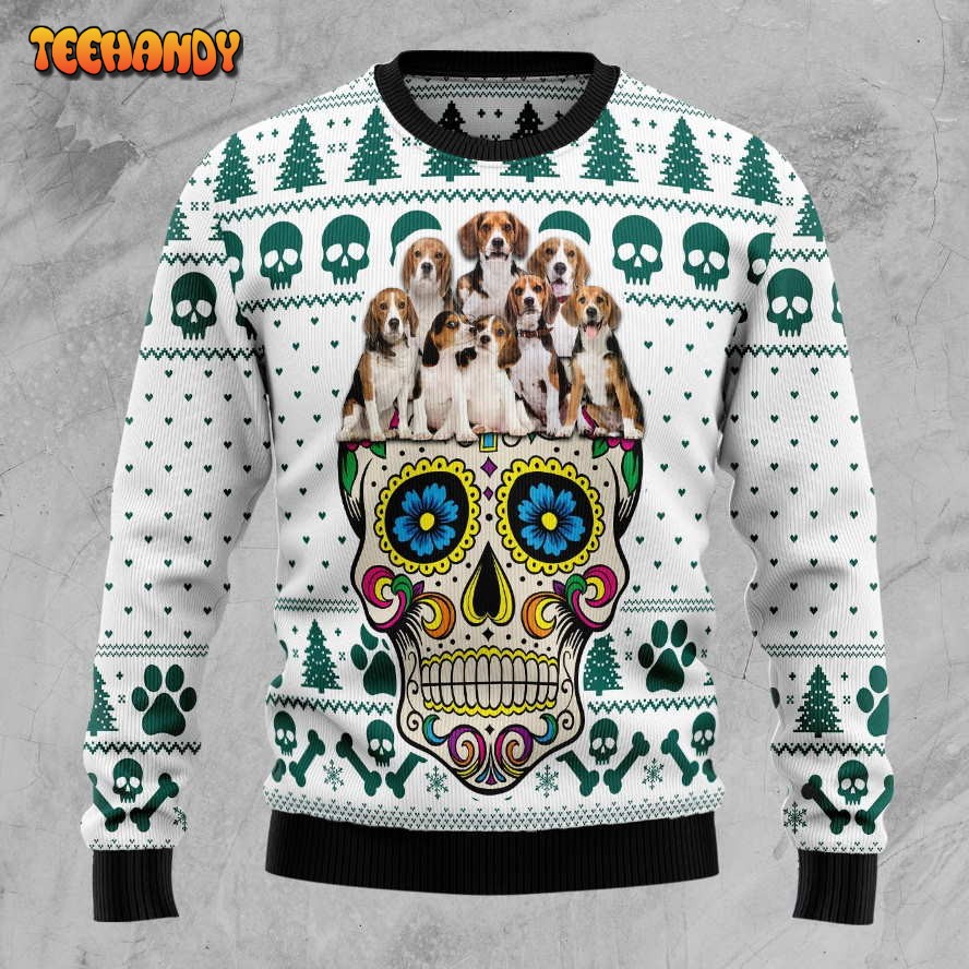 Sugar Skull Ugly Christmas Sweater, All Over Print Sweatshirt, Ugly Sweater