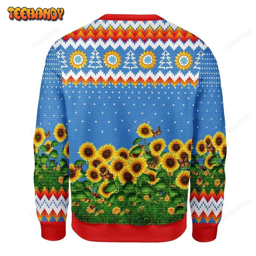 Sunflower Leo Running With Water Gun Ugly Christmas Sweater, Ugly Sweater