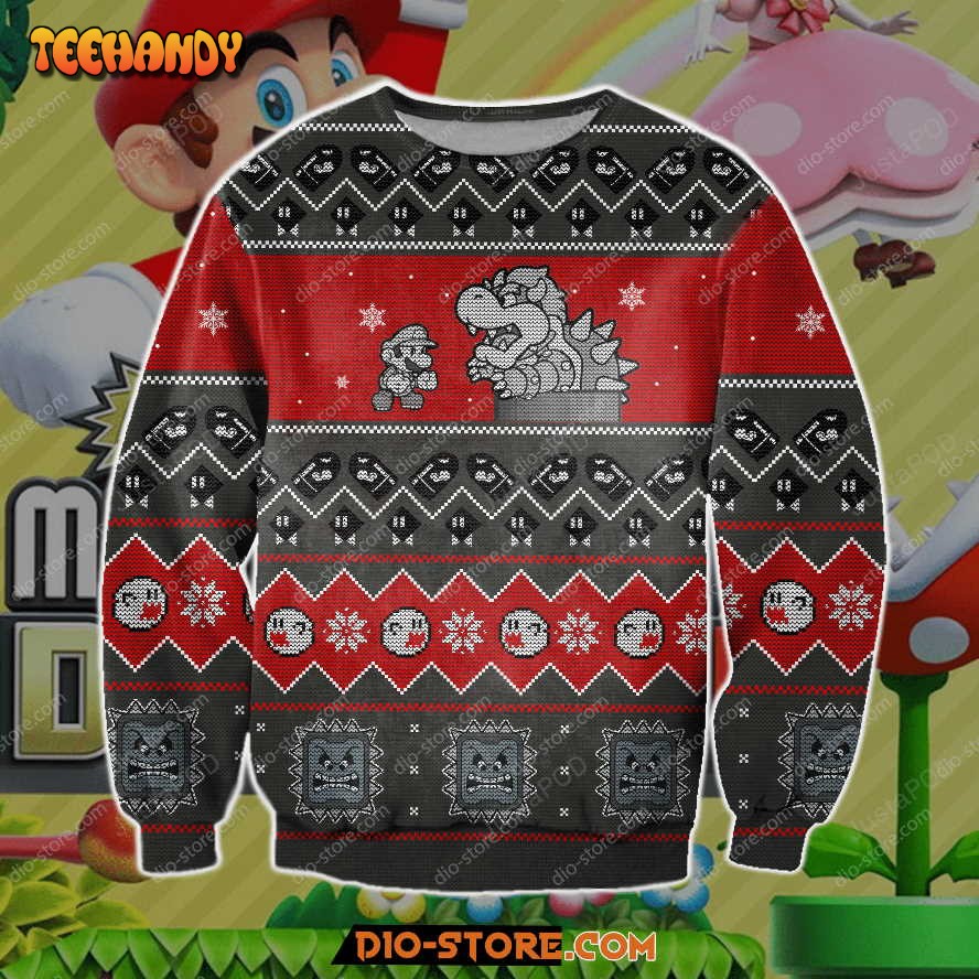 Super Mario Ugly Christmas Sweater, All Over Print Sweatshirt, Ugly Sweater