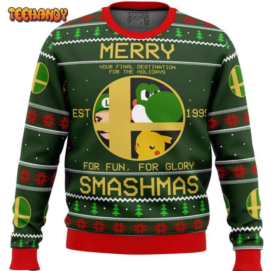 Super Smash Bros Merry Smashmas Ugly Christmas Sweater