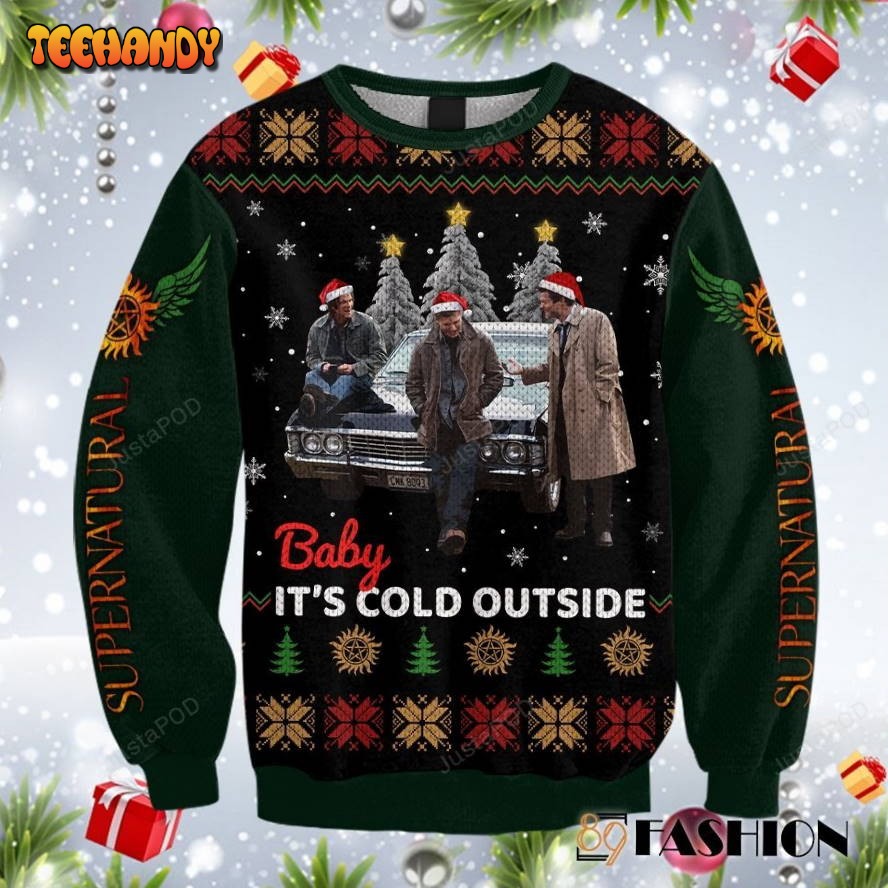 Supernatural Baby Its Cold Outside Ugly Christmas Sweater, Ugly Sweater