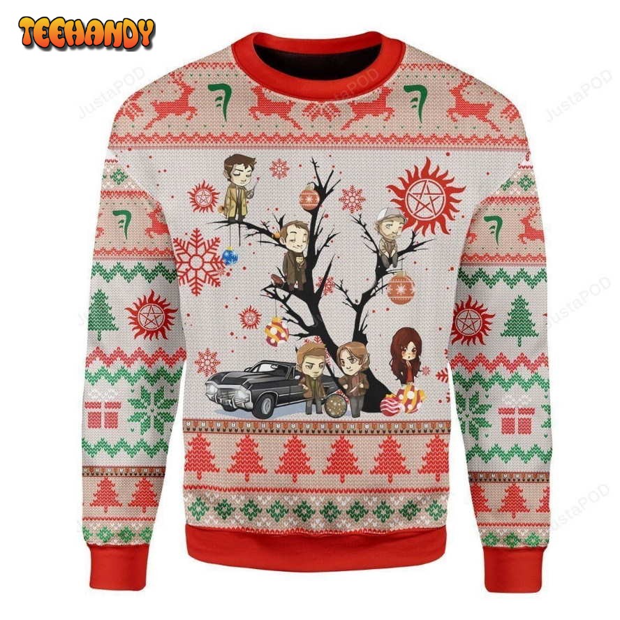 Supernatural Ugly Christmas Sweater, All Over Print Sweatshirt, Ugly Sweater