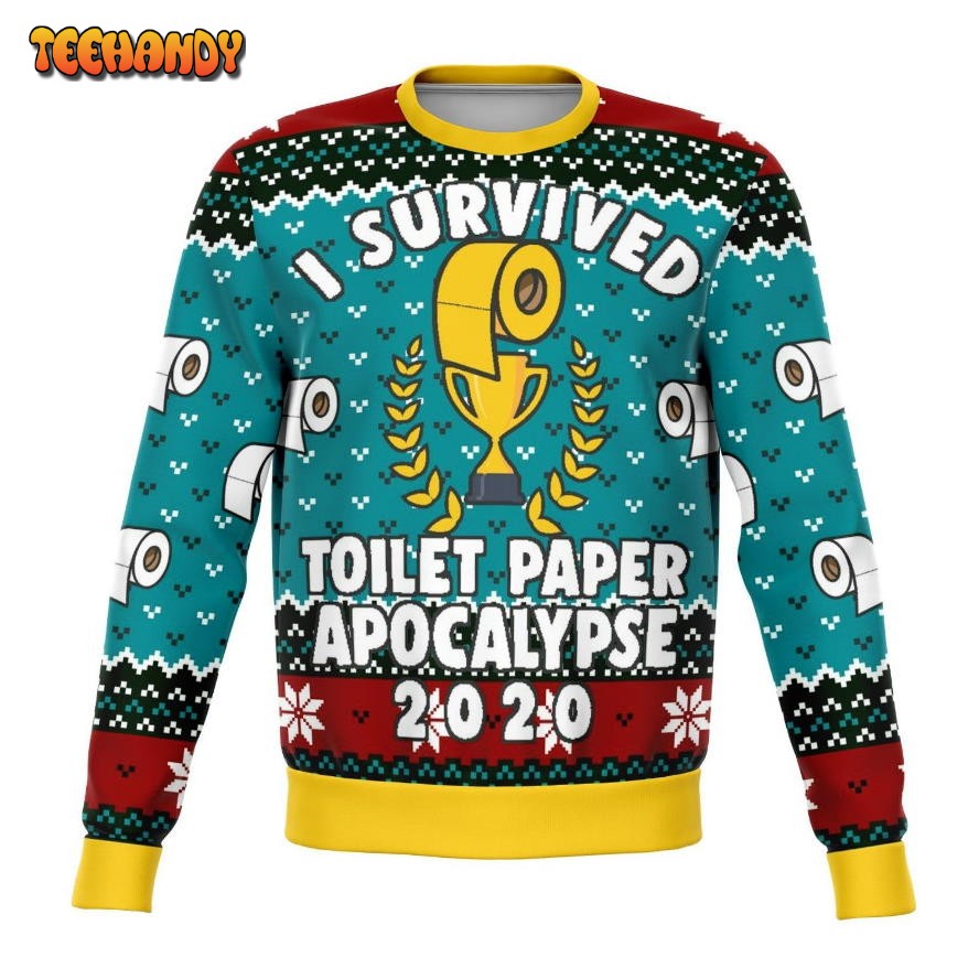 Survived Toilet Paper Apocalypse 2020 Ugly Christmas Sweater, Ugly Sweater