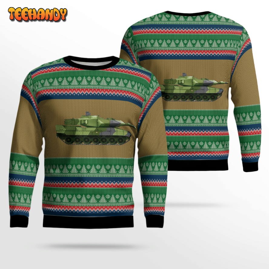 Swedish Army Stridsvagn 122 Tank Ugly Christmas Sweater