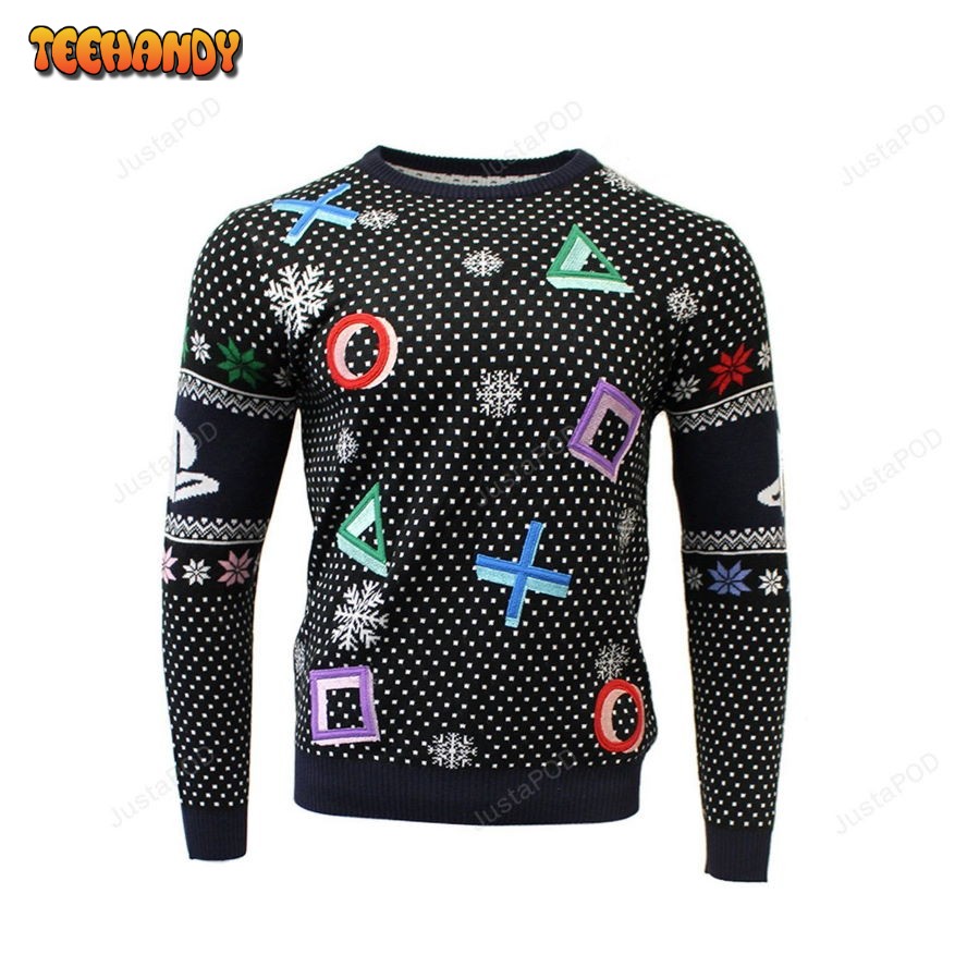 Symbols Black Ugly Christmas Sweater, All Over Print Sweatshirt