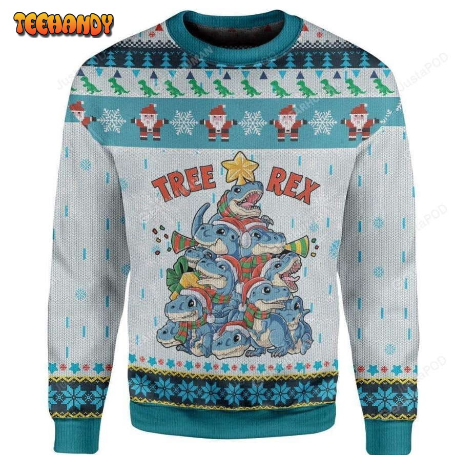 T-Rex Ugly Christmas Sweater, All Over Print Sweatshirt, Ugly Sweater