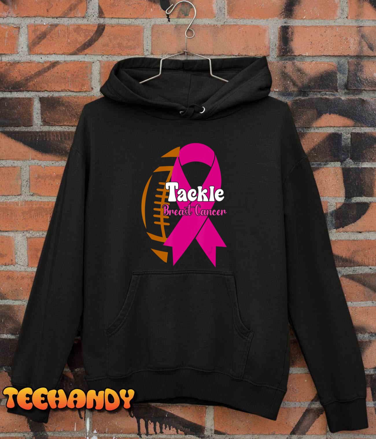 Tackle Football Pink Ribbon Breast Cancer Awareness Boys T-Shirt
