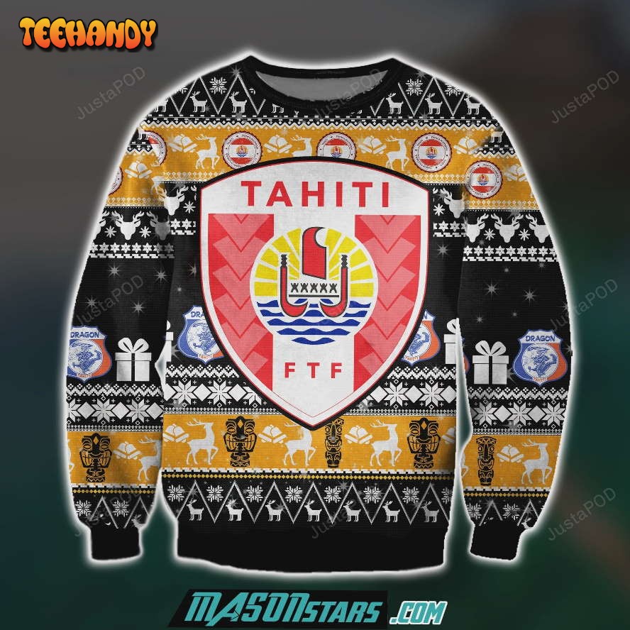 Tahiti 3D Print Knitting Pattern Ugly Christmas Sweater, Ugly Sweater