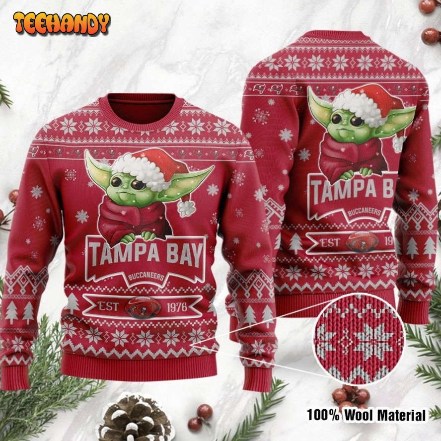 Tampa Bay Buccaneers Cute Baby Yoda Grogu Holiday Party Ugly Sweater