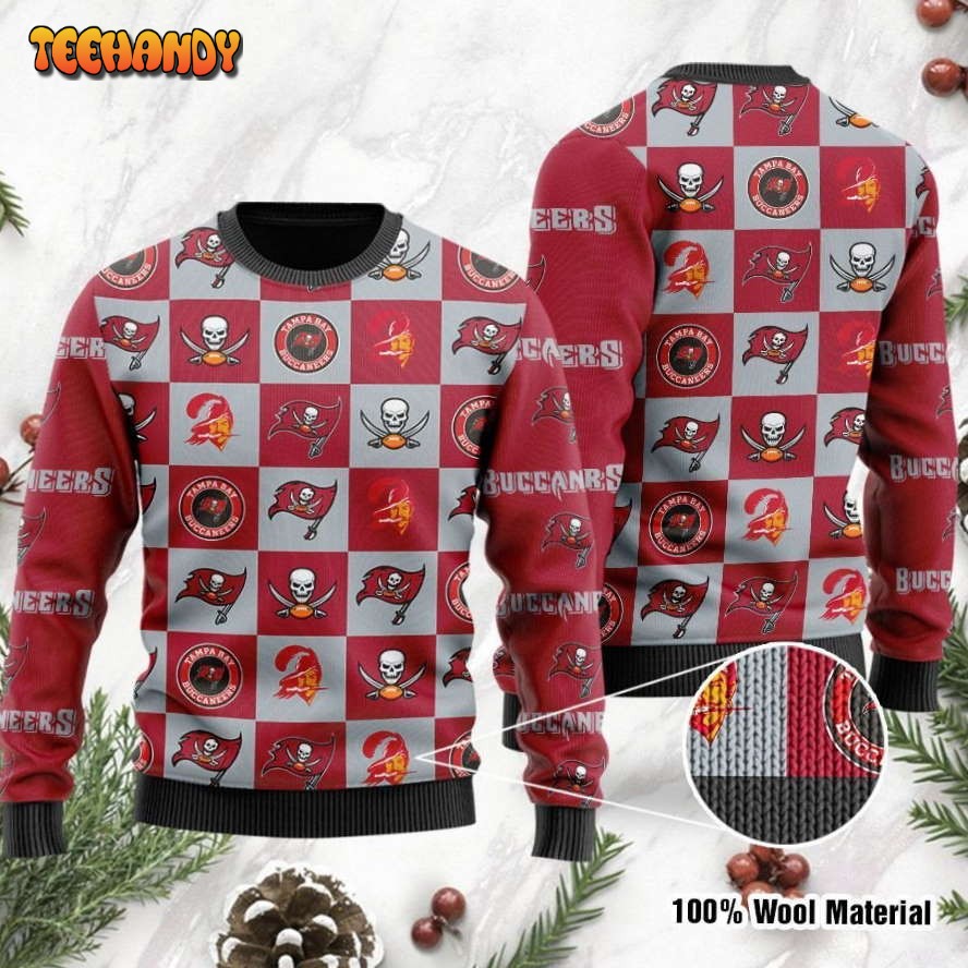 Tampa Bay Buccaneers Logo Checkered Flannel Design Ugly Christmas Sweater