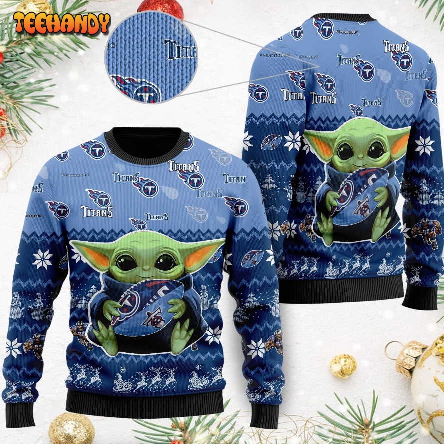 Tennessee Titans Baby Yoda Ugly Christmas Sweater, Ugly Sweater