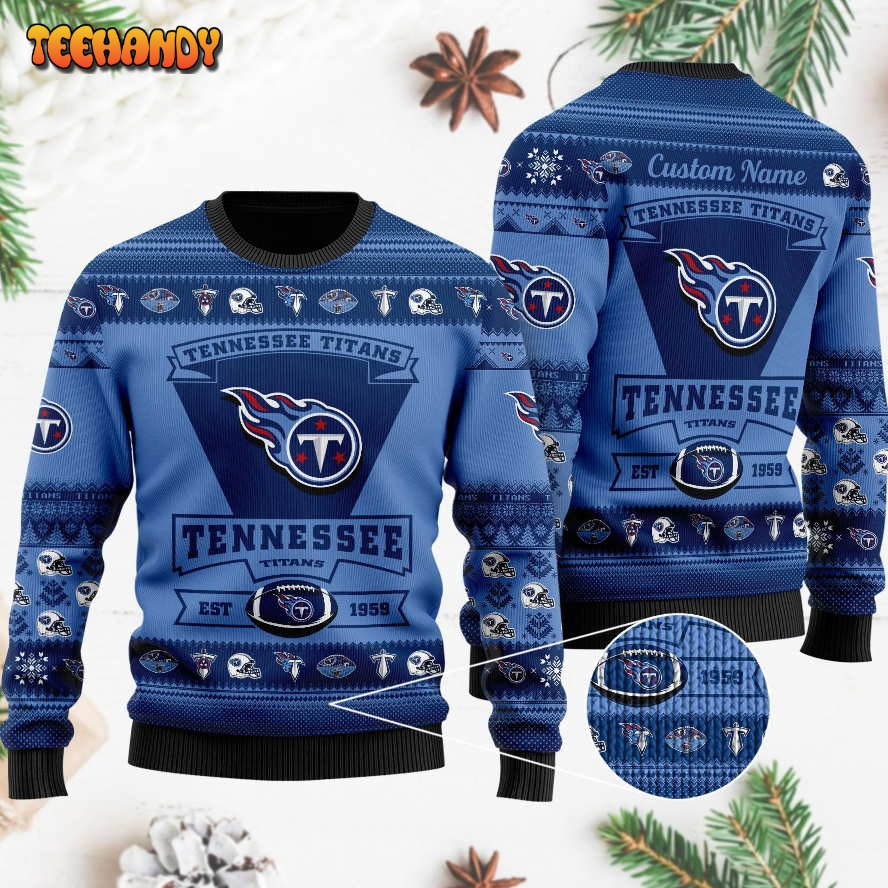 Tennessee Titans Football Team Logo Custom Name Ugly Sweater