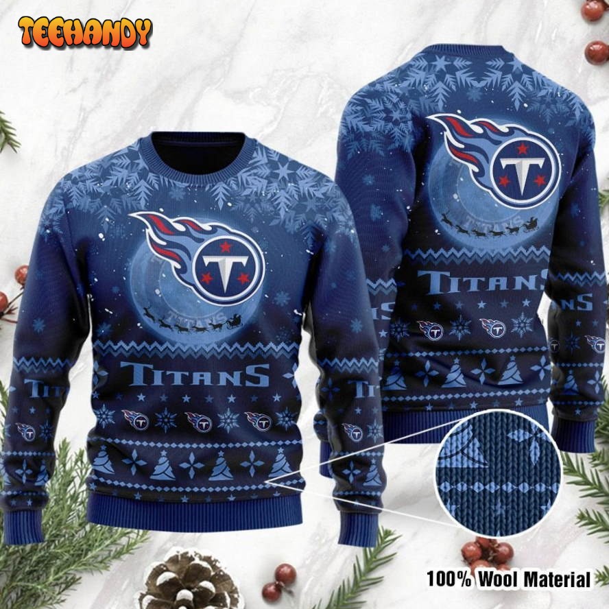 Tennessee Titans Santa Claus In The Moon Ugly Christmas Sweater