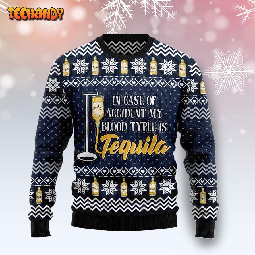 Tequila My Blood Type TY1610 Ugly Christmas Sweater