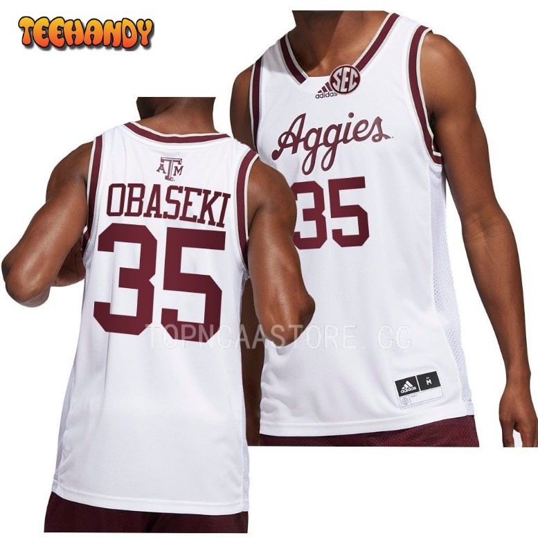 Texas Aggies Manny Obaseki 2023 White College Basketball Jersey