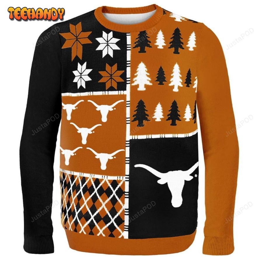 Texas Busy Block NCAA Ugly Christmas Sweater, All Over Print Sweatshirt