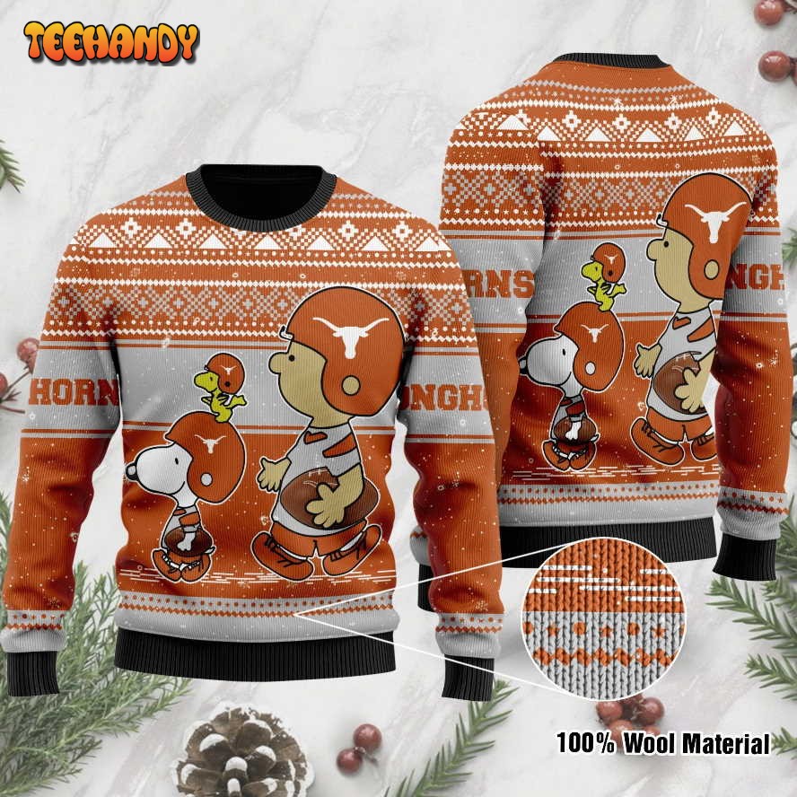 Texas Longhorns Charlie Brown Snoopy Wear Football Jersey Ugly Sweater