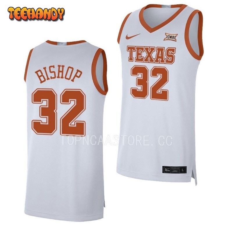 Texas Longhorns Christian Bishop 2023 White College Basketball Jersey