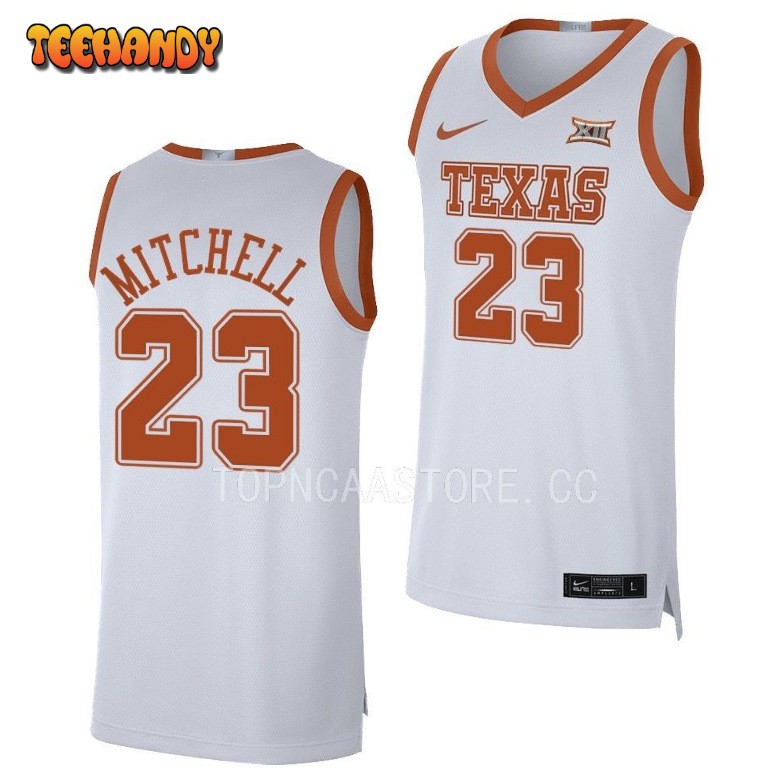 Texas Longhorns Dillon Mitchell 2023 White College Basketball Jersey