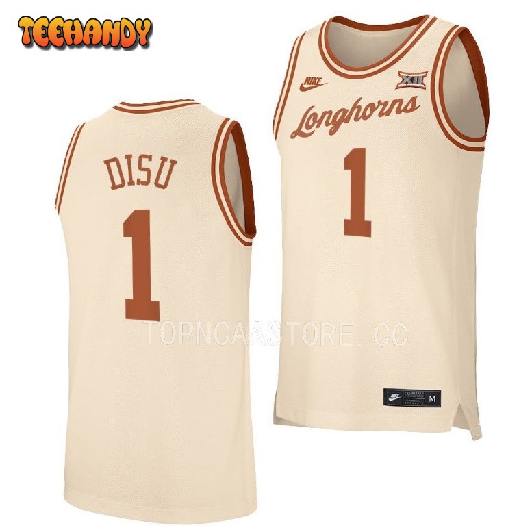 Texas Longhorns Dylan Disu 2023 Cream Retro College Basketball Jersey