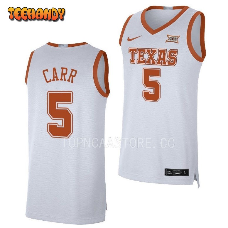 Texas Longhorns Marcus Carr 2023 White College Basketball Jersey