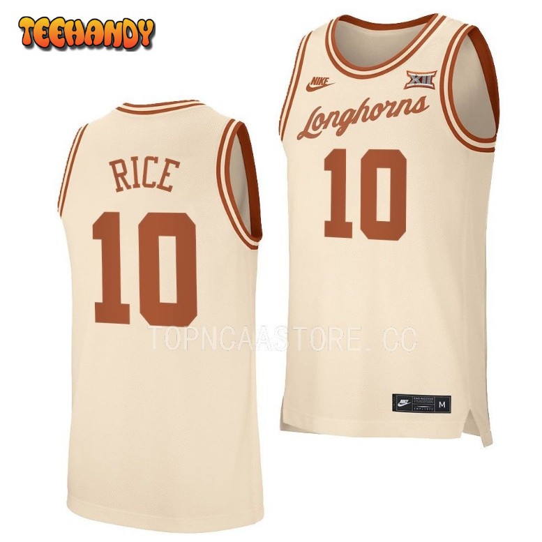 Texas Longhorns SirJabari Rice 2023 Cream Retro College Basketball Jersey