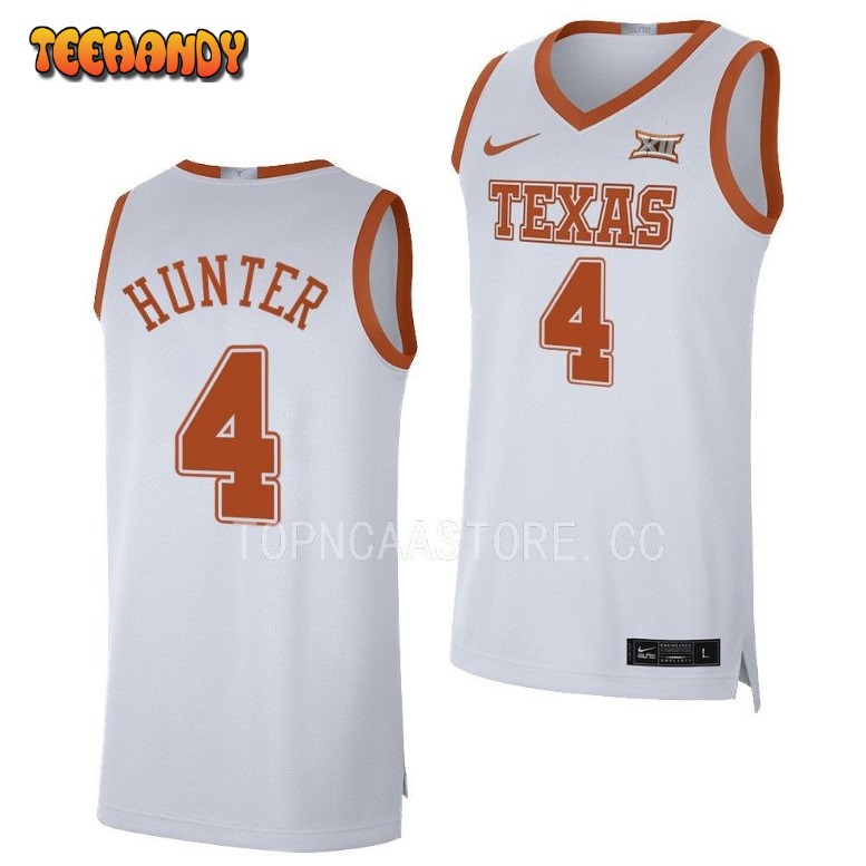 Texas Longhorns Tyrese Hunter 2023 White College Basketball Jersey