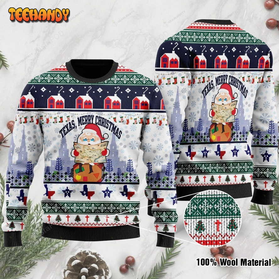 Texas Merry Christmas Jesus Santa Claus Ugly Sweater, Ugly Sweater