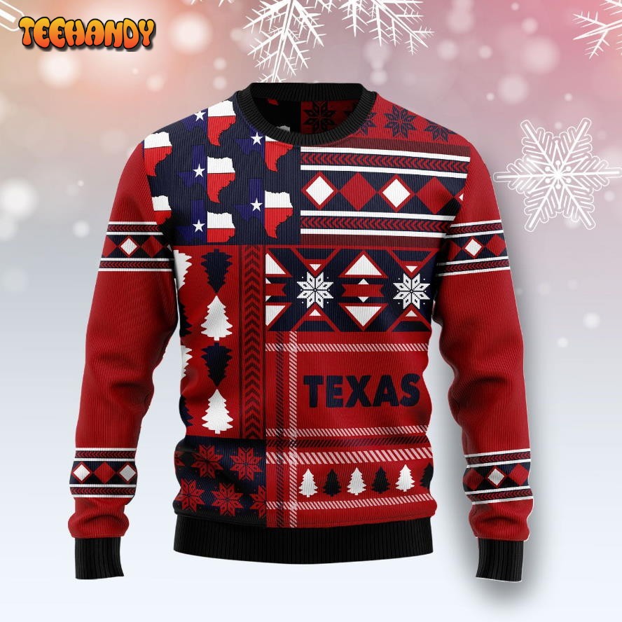 Texas Red Pattern Ugly Christmas Sweater, All Over Print Sweatshirt