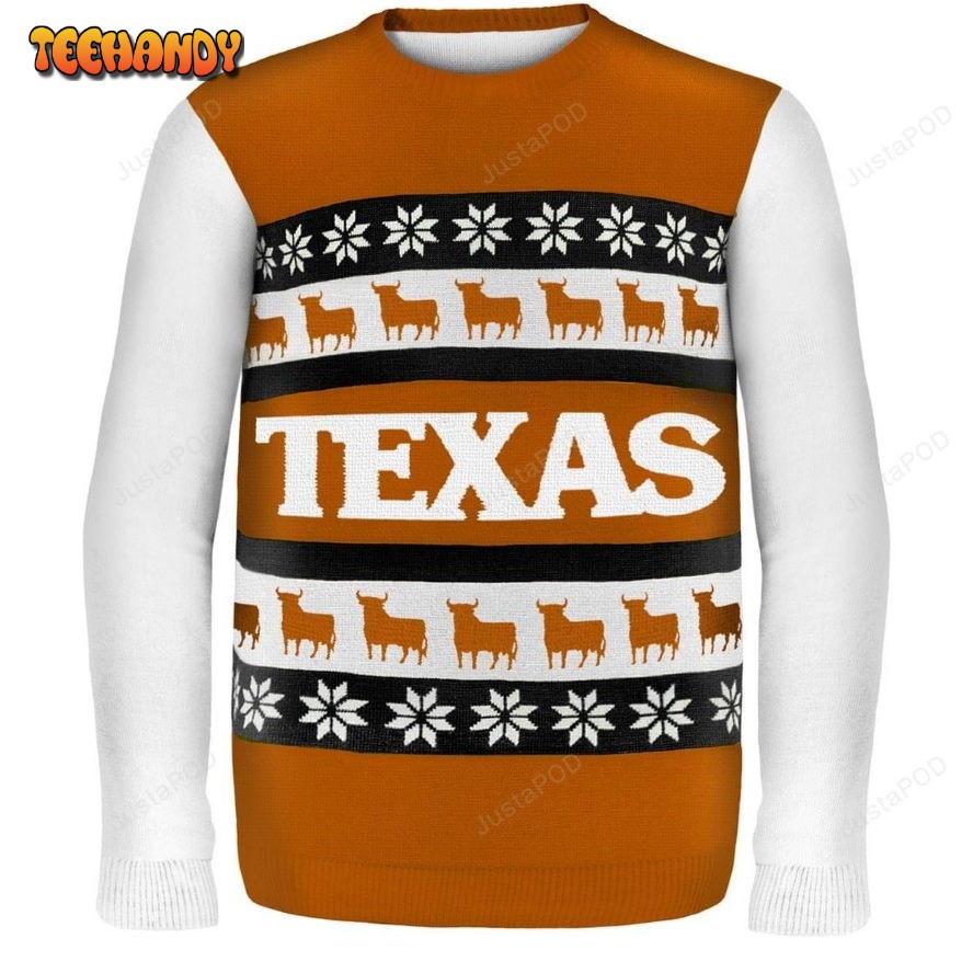 Texas Wordmark NCAA Ugly Christmas Sweater, All Over Print Sweatshirt