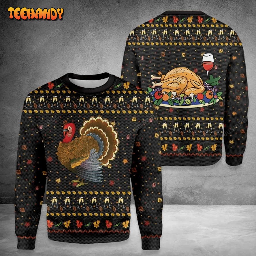 Thanksgiving Ugly Christmas Sweater, All Over Print Sweatshirt, Ugly Sweater