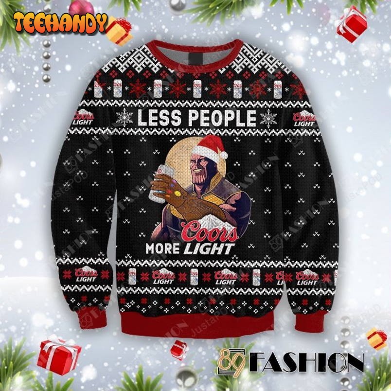 Thanos Less People More Coors Light Ugly Christmas Sweater, Ugly Sweater