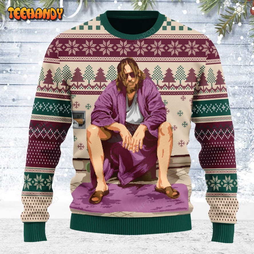 The Big Lebowski Inspired Bathroom Ugly Christmas Sweater, Ugly Sweater