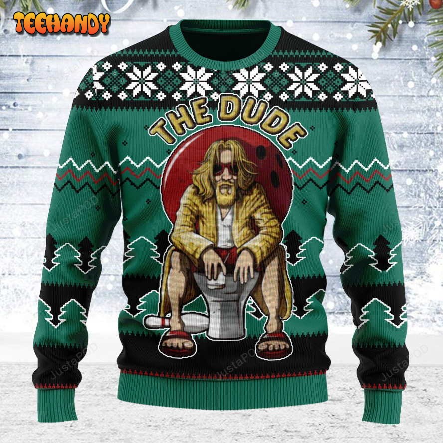 The Dude Ugly Christmas Sweater, All Over Print Sweatshirt, Ugly Sweater