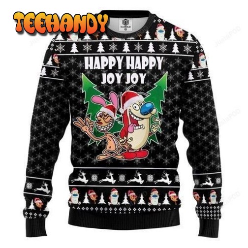 The Ren Stimpy Show Christmas Happy Happy Joy Joy For Unisex Ugly Sweater