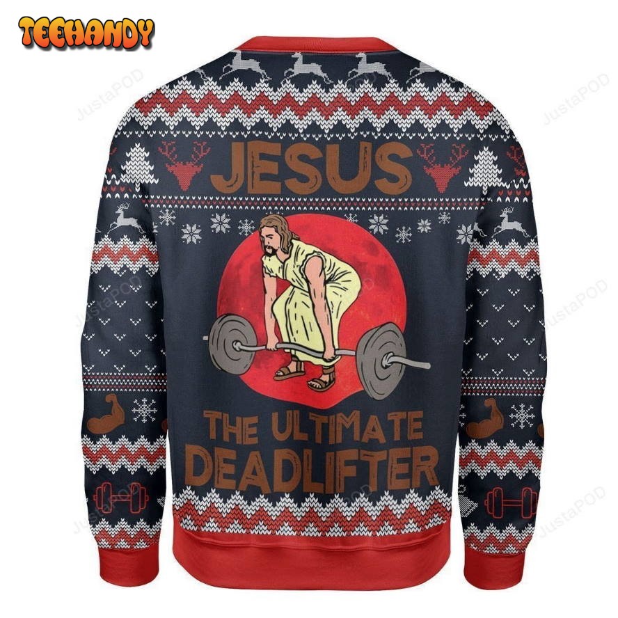 The Ultimate Deadlifter Jesus Ugly Christmas Sweater, All Over Print Sweatshirt