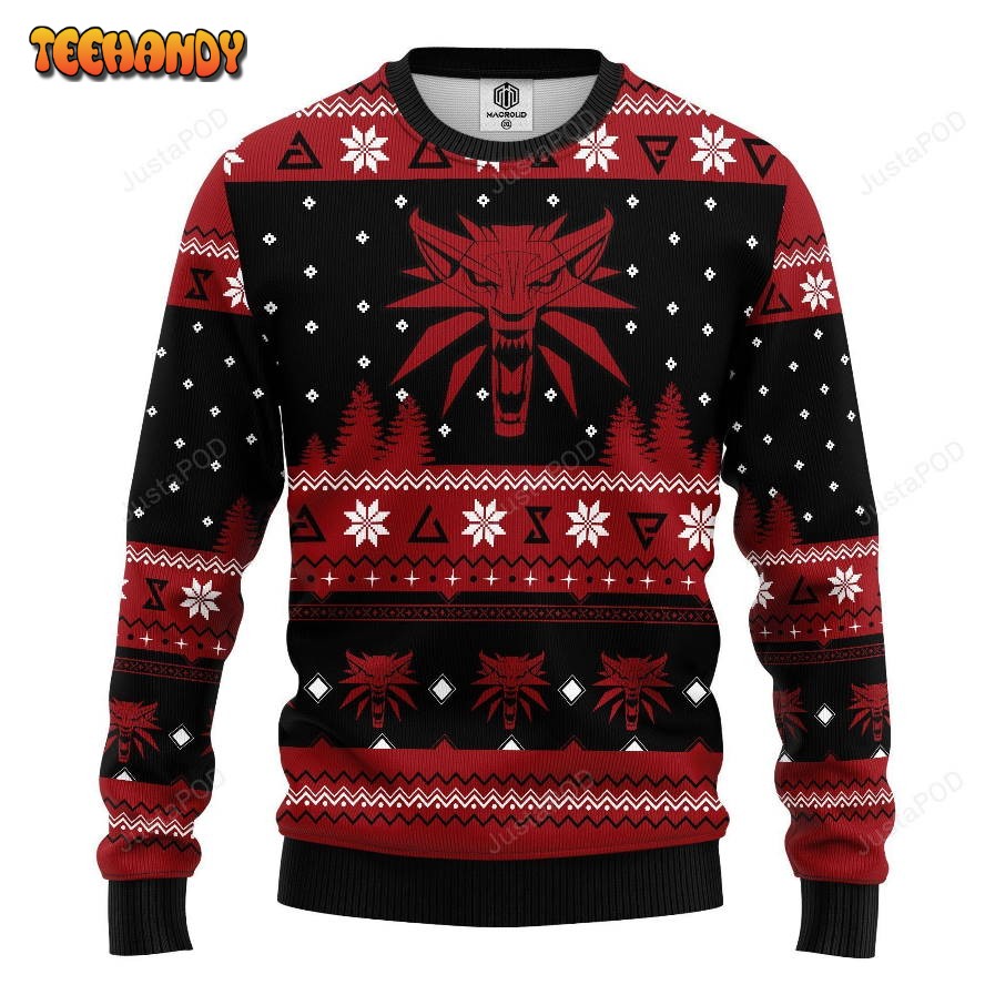 The Witcher Red Ugly Christmas Sweater, Ugly Sweater, Christmas Sweaters