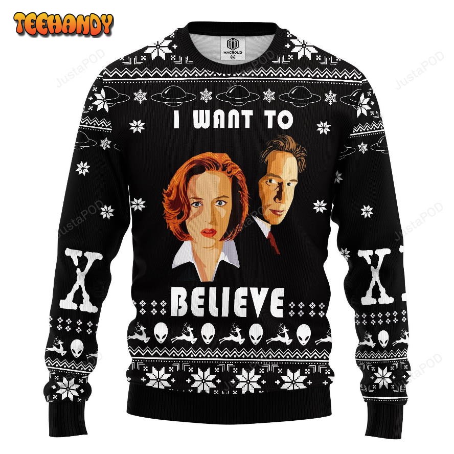 The X-Files I Want to Believe Ugly Christmas Sweater, All Over Print Sweatshirt