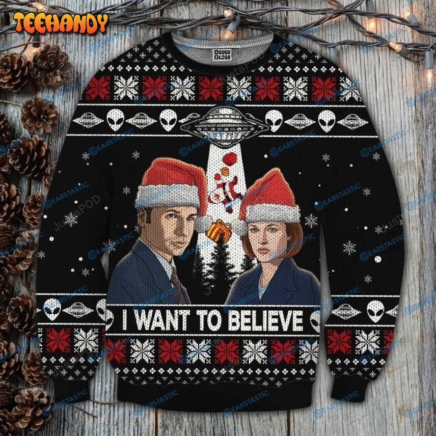 The X Files I Want To Believe Ugly Christmas Sweater, All Over Print Sweatshirt