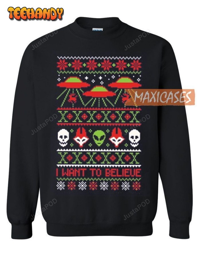 The X Files I Want To Believe Ugly Christmas Sweater, Ugly Sweater