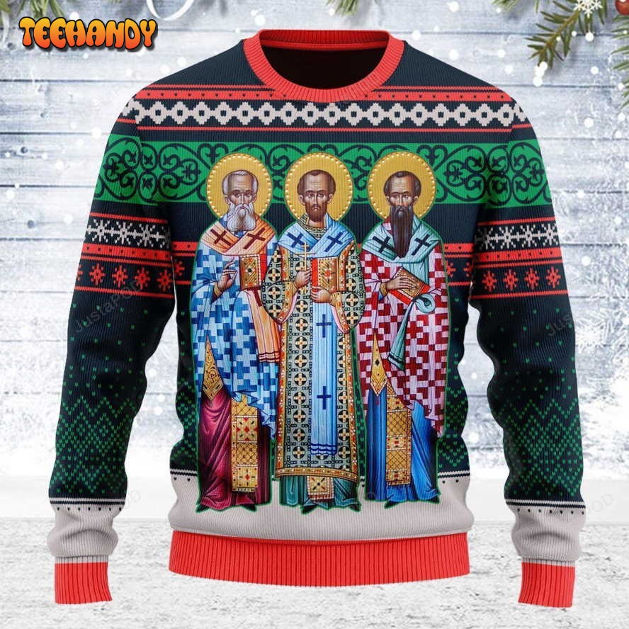 Three Great Hierarchs Ugly Christmas Sweater, All Over Print Sweatshirt, Ugly Sweater