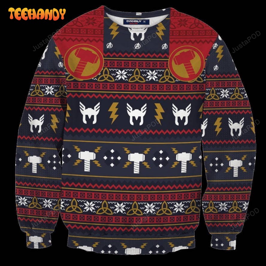 Thunder God Ugly Christmas Sweater, All Over Print Sweatshirt, Ugly Sweater