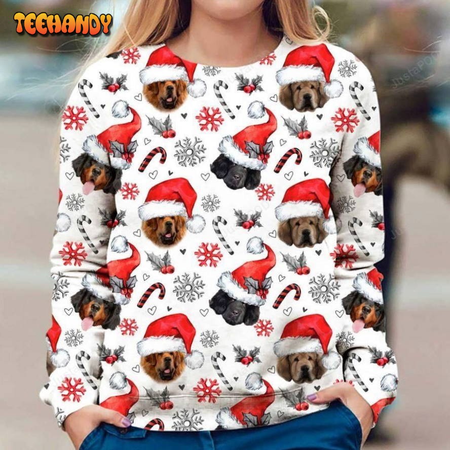 Tibetan Mastiff Ugly Christmas Sweater, All Over Print Sweatshirt, Ugly Sweater