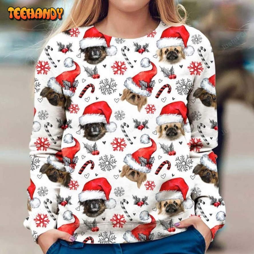 Tibetan Spaniel Xmas Decor Ugly Christmas Sweater, All Over Print Sweatshirt